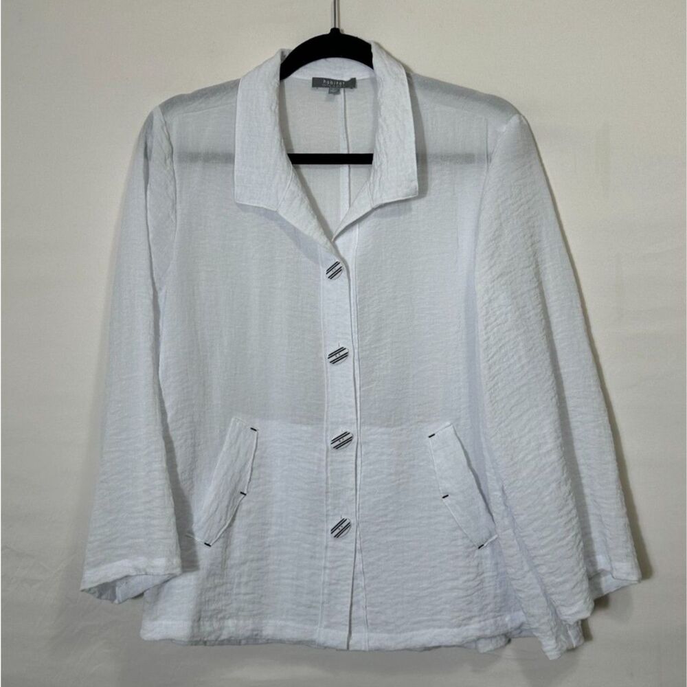 Habitat Womens Express Travel Pleat Back Jacket Size M White Lightweight Pockets